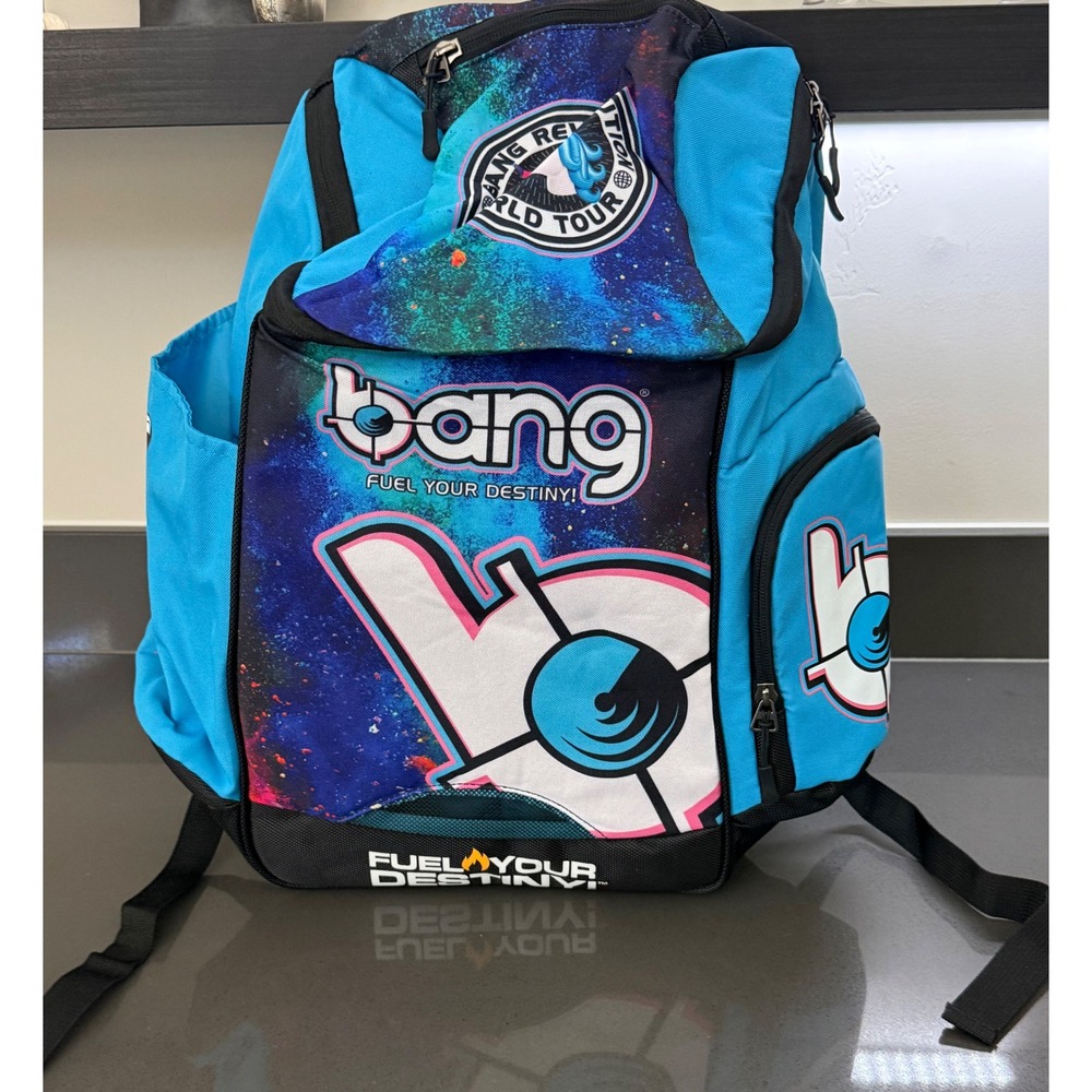 Bang Energy Revolution World Tour Blue Galaxy Backpack Fuel Your Destiny Laptop